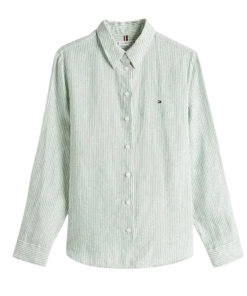 Tommy Hilfiger - Relaxed Gömlek Yeşil Beyaz Çizgili