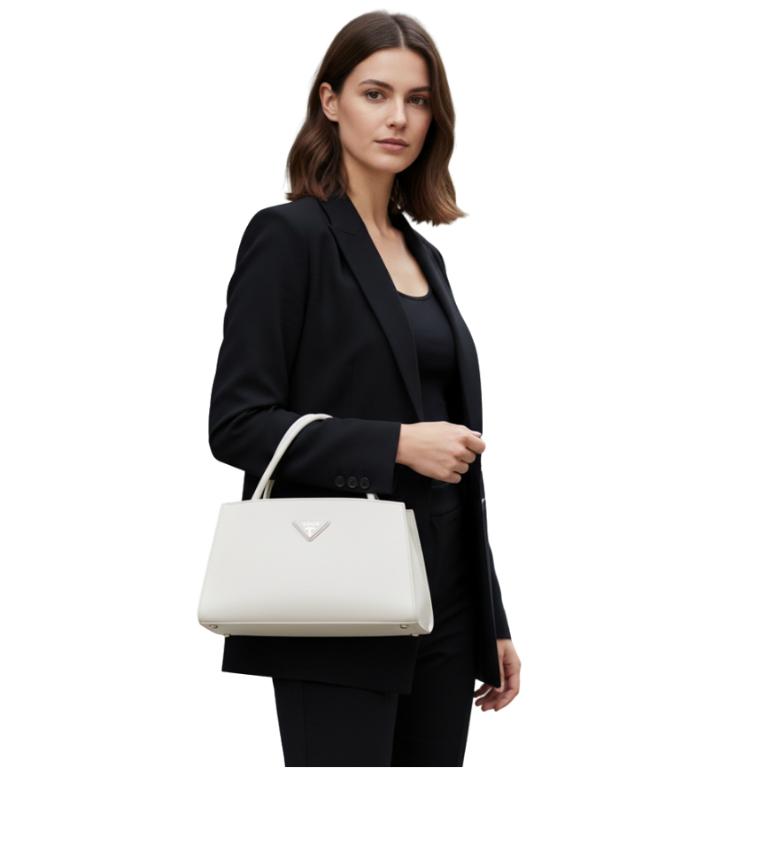 PRADA - BRUSHED LEATHER BAG HAKİKİ DERİ İTHAL ÜRÜN - Görsel 5