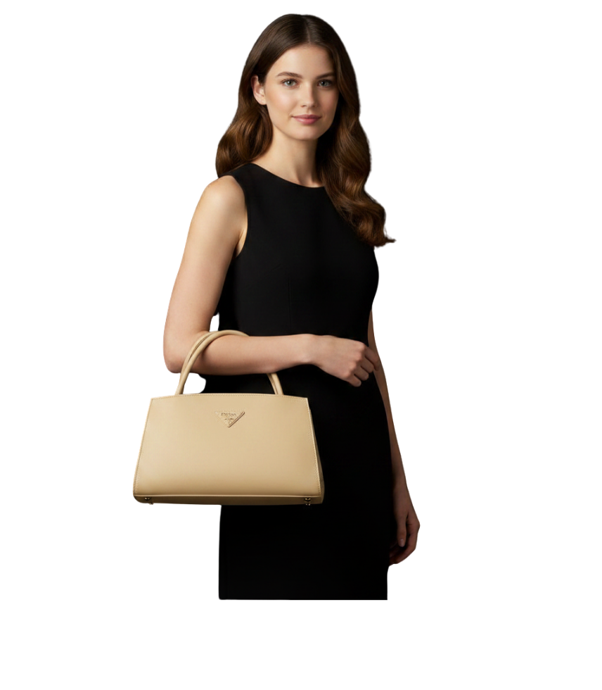 PRADA - BRUSHED LEATHER BAG HAKİKİ DERİ İTHAL ÜRÜN - Görsel 3