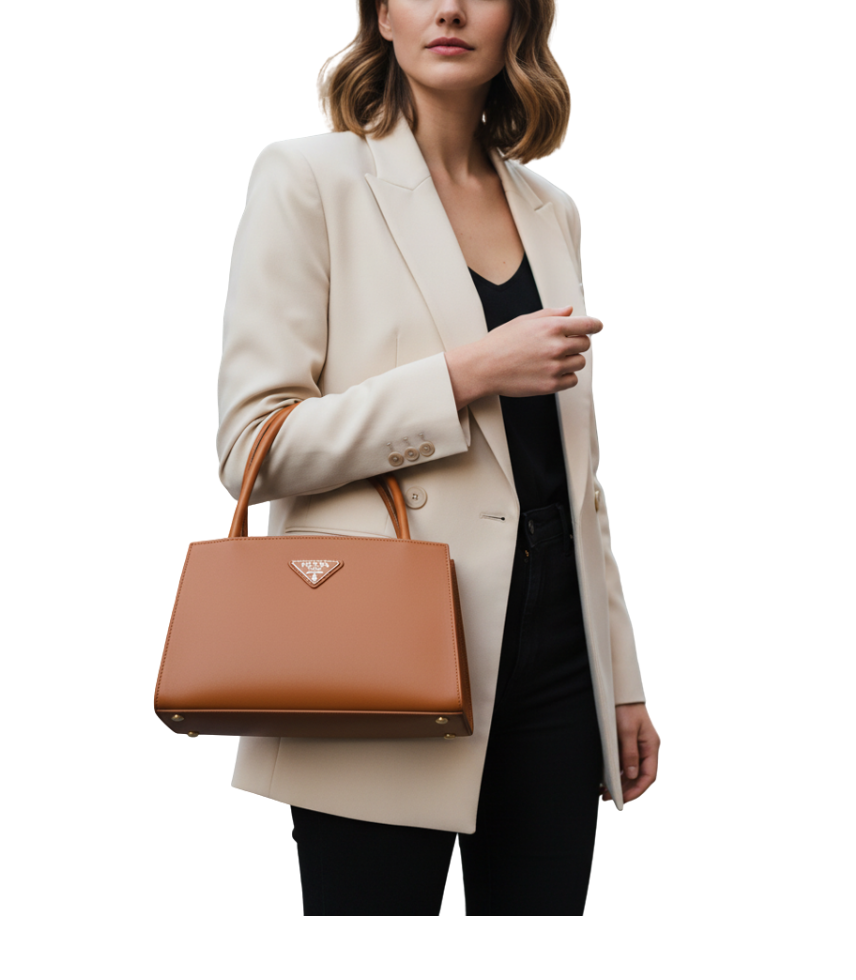 PRADA - BRUSHED LEATHER BAG HAKİKİ DERİ İTHAL ÜRÜN - Görsel 2